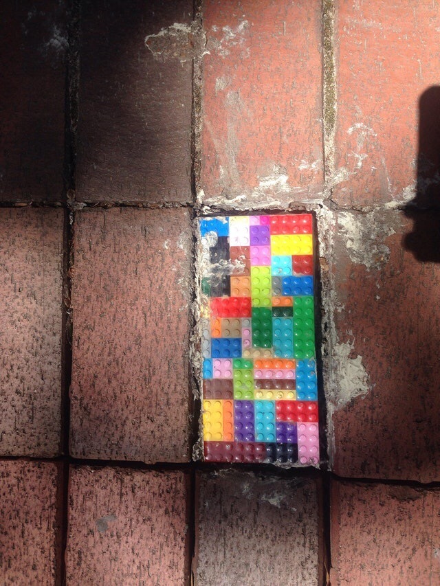 Neighbors patched up a hole in the road - Lego, Repair, Paving slabs