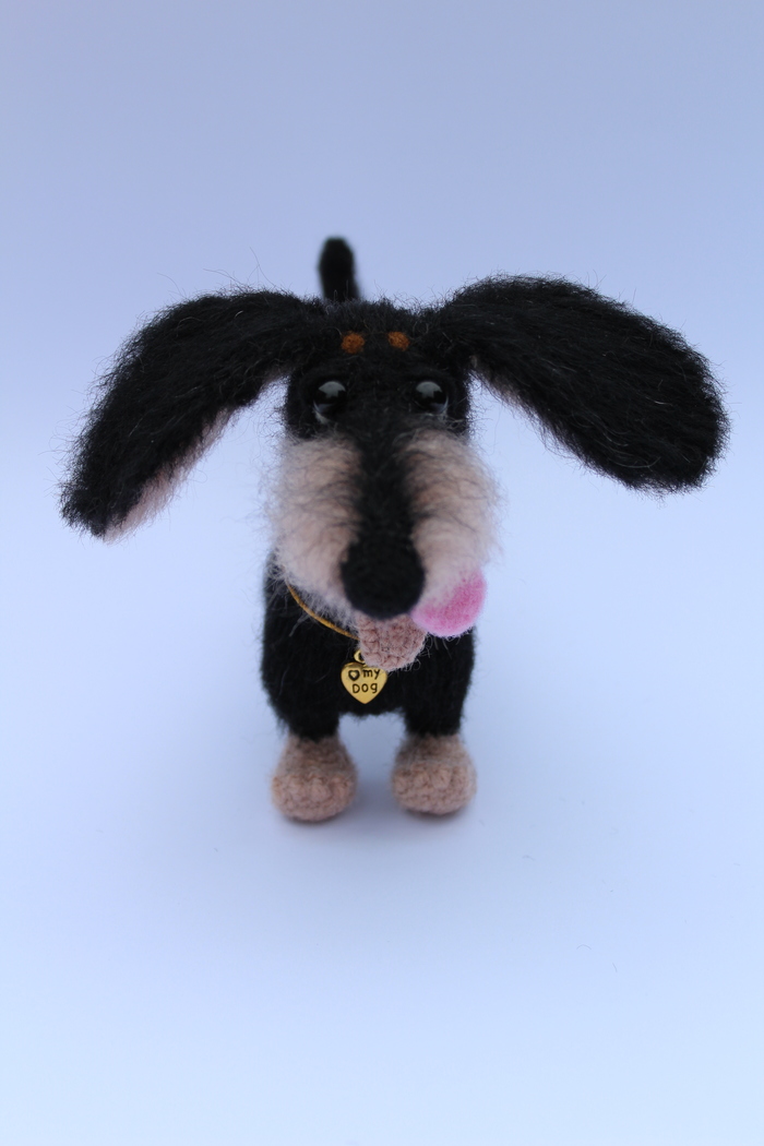 Taxi - My, Dog, Dachshund, Soft toy, Hobby, Knitting, Needlework without process, Knitted toys, Longpost