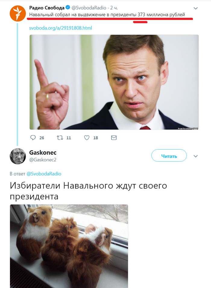 Meet the dollar millionaire. - Russia, Politics, Alexey Navalny, Twitter, Screenshot, Donut