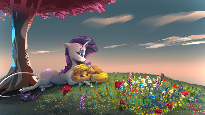 In meadow love blooms , My Little Pony, Rarity, Applejack, , MLP Lesbian, , , Alumx
