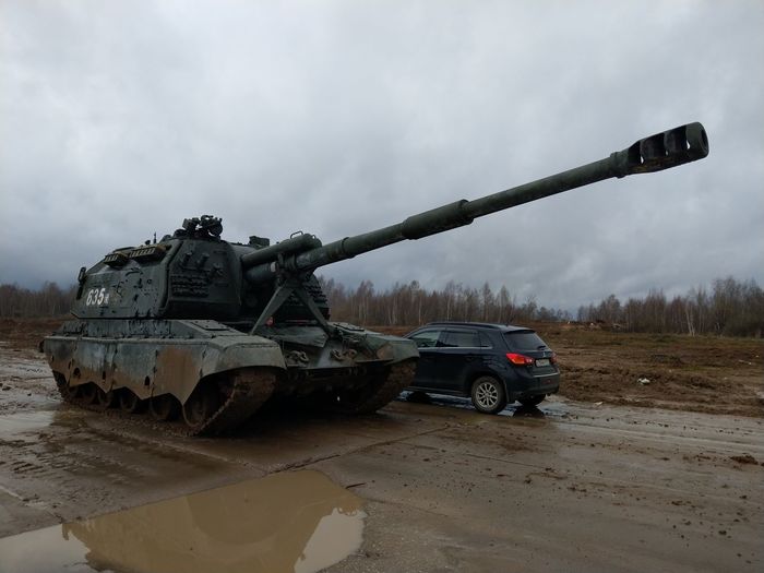 meanwhile in russia - Weapon, Msta-s, Road, Sau, The photo