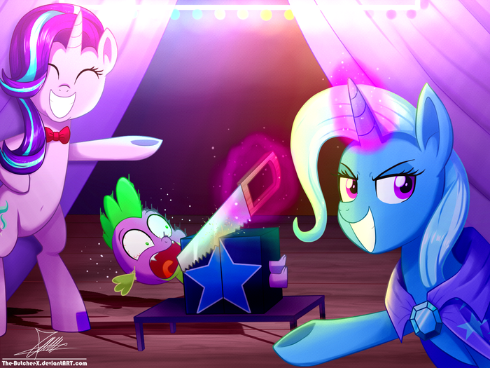 Magic Act My Little Pony, Ponyart, Trixie, Starlight Glimmer, Spike, Thebutcherx