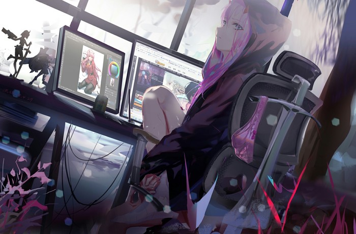 Zero two - Darling in the Franxx, Zero Two, Anime Art, Милый во Франкcе, Аниме