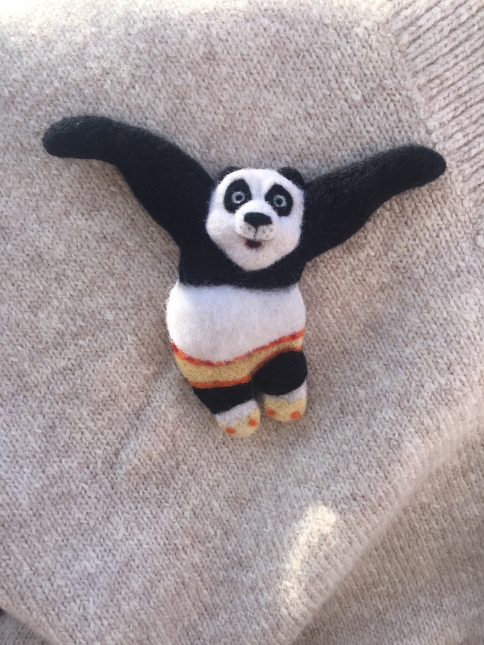 Brooch Kung Fu Panda Po! Draw for the topic of the day! :) - My, Needlework without process, Panda, Brooch, Is free, Hobby, Drawing, Cartoons, Presents, Longpost