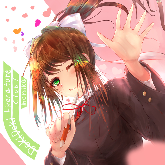 Anime Art - Anime art, Pixiv, , , , Visual novel, Doki Doki Literature Club, Monika