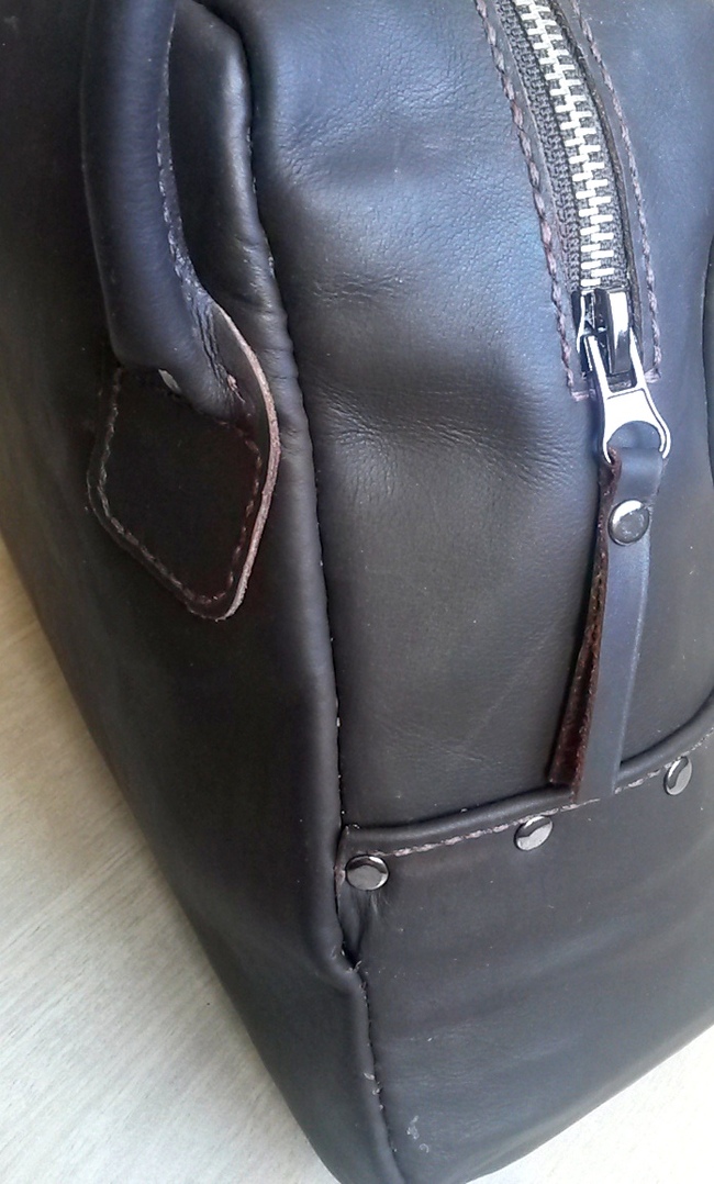 Lined bag - My, Leather craft, Handmade, Leather products, , My, The photo, Longpost, Leather