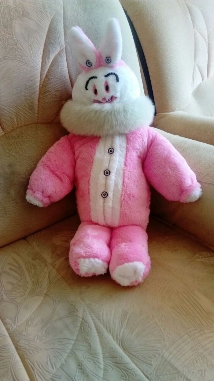 Grandmother sewed a hare for her granddaughter or Kill me please - My, Hare, Soft toy, Humor, , The Tale of the Pink Hare, Milota, Who is this?