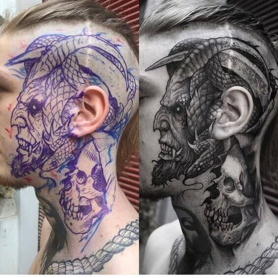 Two sides of the same nature - Tattoo, Demon, Snake, Devil, 