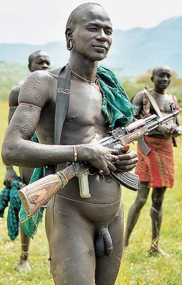 Without pants, but with Kalash - NSFW, Kalashnikov assault rifle, Metro without pants, Aborigines, Tribe, Africa, AK-47, Tribes