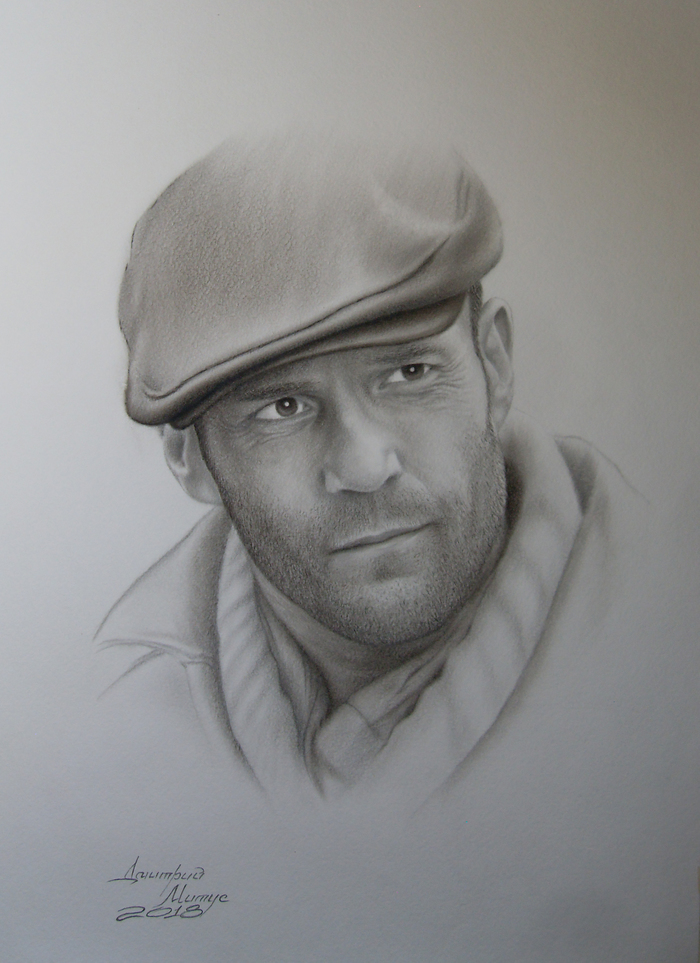 Jason Statham - My, Portrait by photo, Butter, Dry brush, Actors and actresses, Portrait, Jason Statham