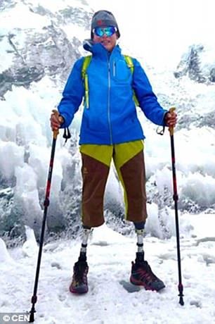 Legless 69-year-old Chinese climber conquered Everest. - Everest, Climber, Will, Longpost, Mountaineering