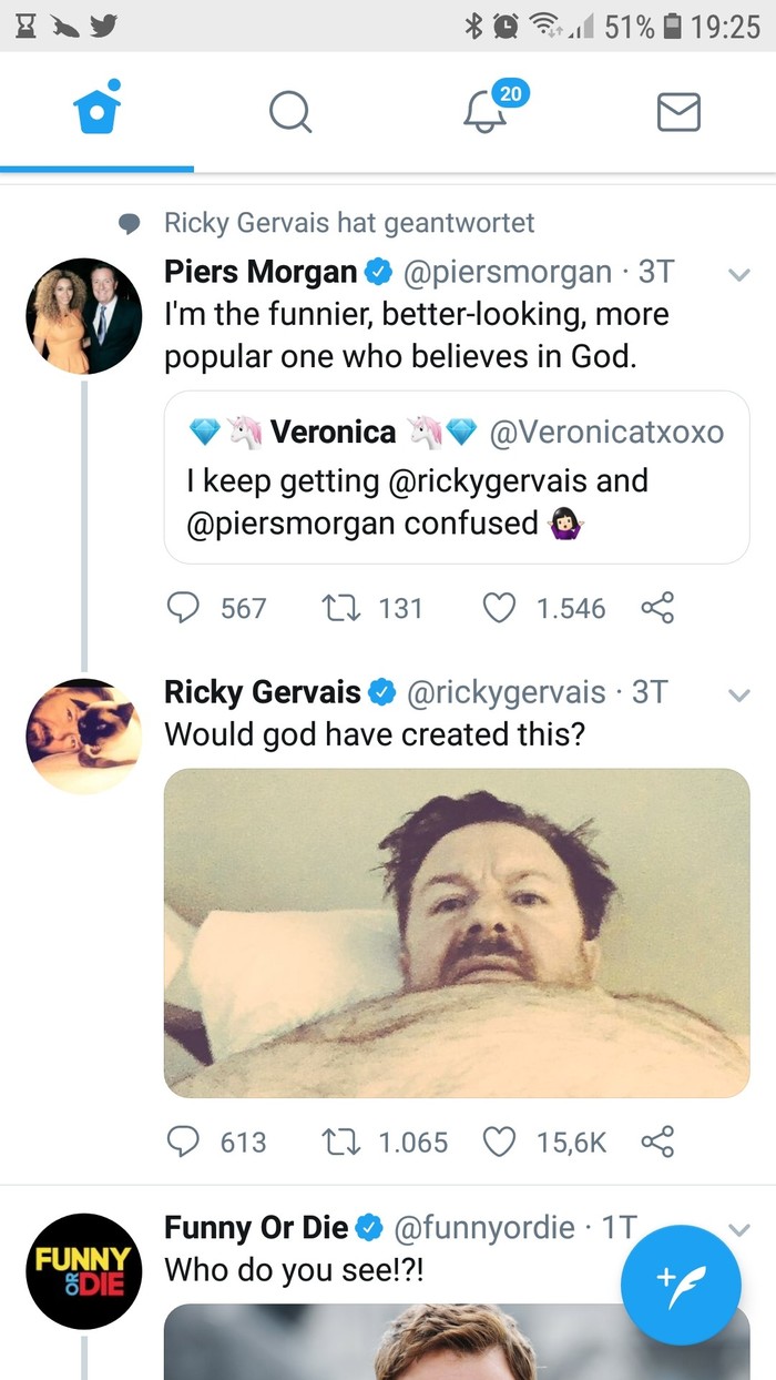 checkmate - Ricky Gervais, Twitter