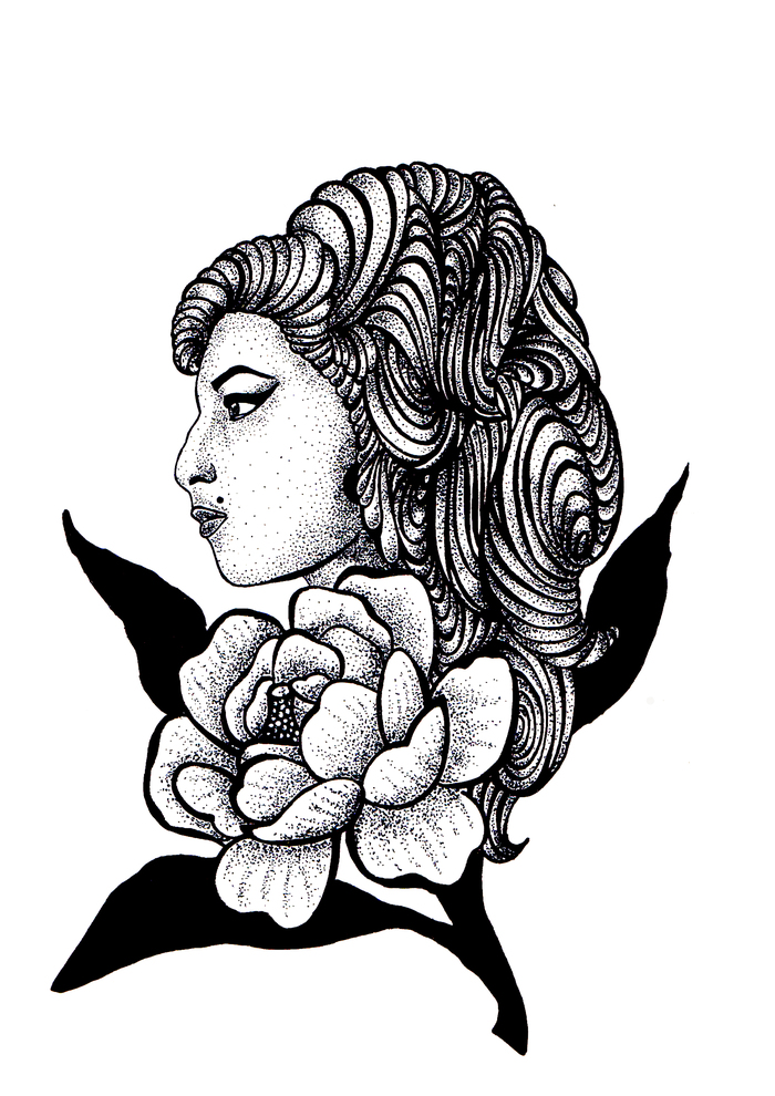 My beautiful Amy. - Girls, My, Drawing, Art, Art, Portrait, Flowers