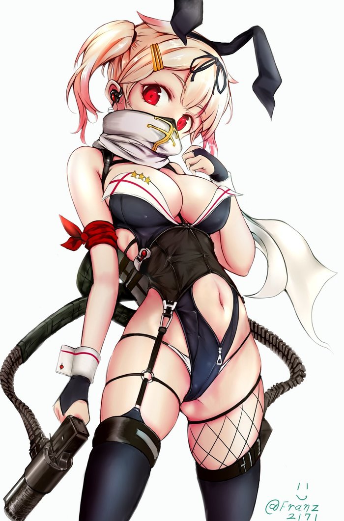 dangerous rabbit - NSFW, Kantai collection, Yuudachi, Animal ears, Weapon, Anime, Anime art, Boobs, Pantsu