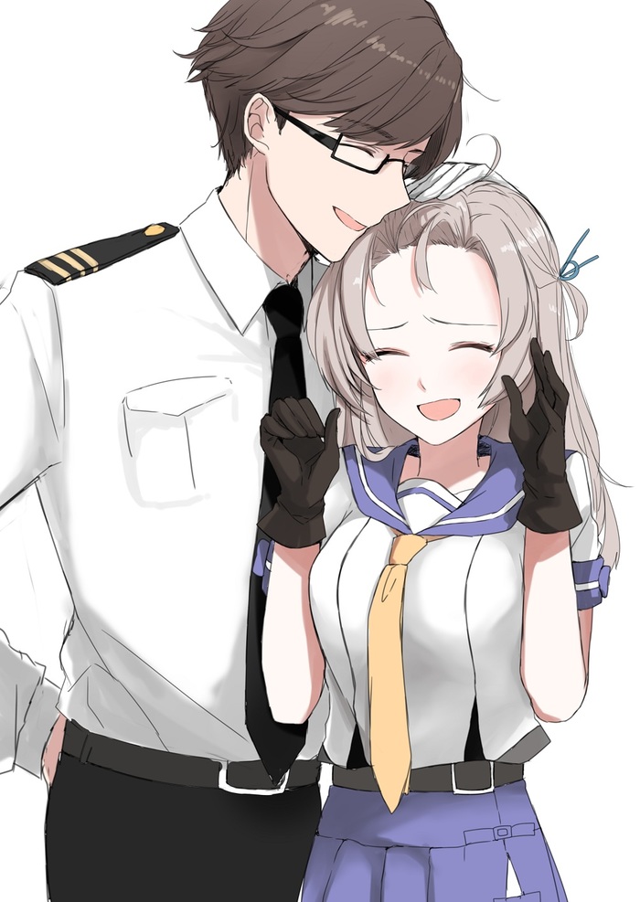 Admiral and Kinugasa (Artist: Morinaga Miki) - Kantai collection, Anime, Anime art, Kinugasa, Admiral, Morinaga