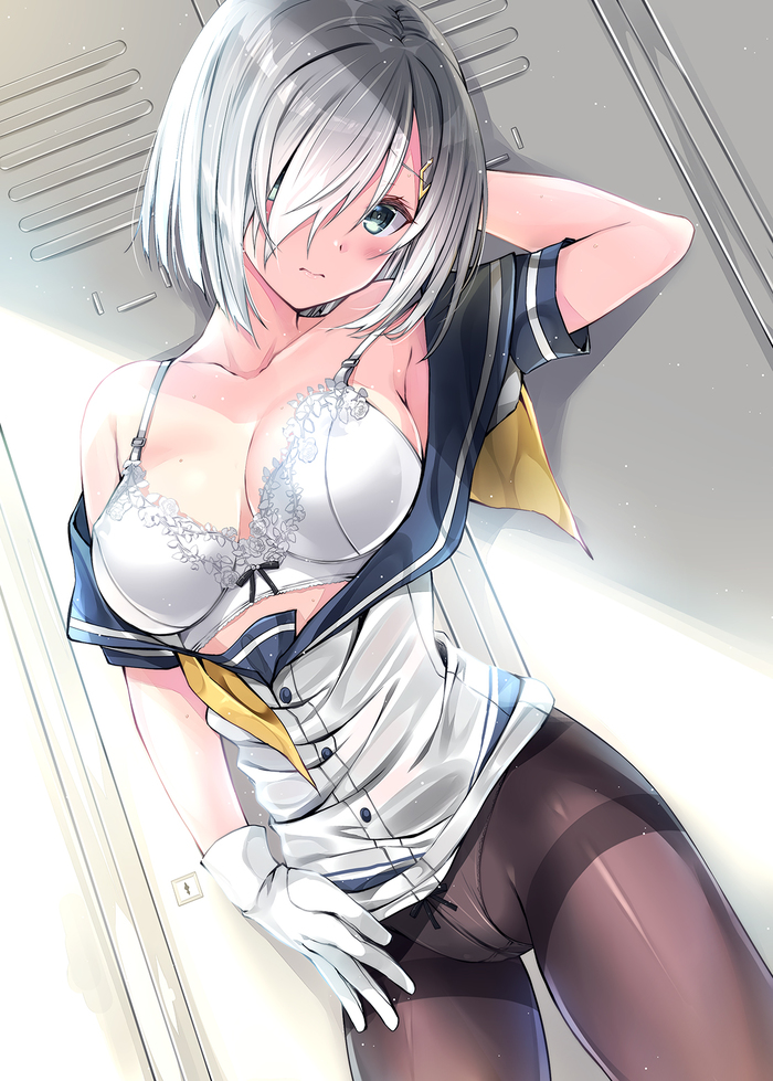 Hamakaze - NSFW, Kantai collection, Hamakaze, Underwear, Boobs, Anime, Anime art