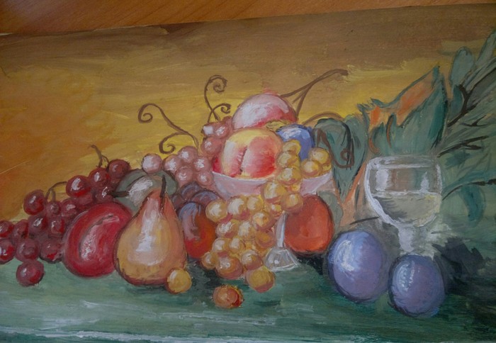 Trying to draw fruits with gouache - My, Drawing, Gouache, Фрукты