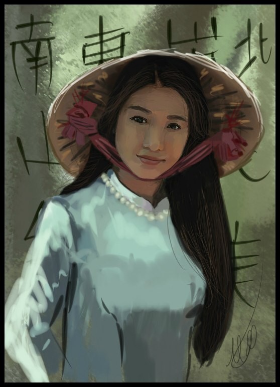 Vietnamese girl by MY - My, Vietnam, Beautiful girl, Drawing, Digital drawing, Tablet, Portrait, Girls, Asian