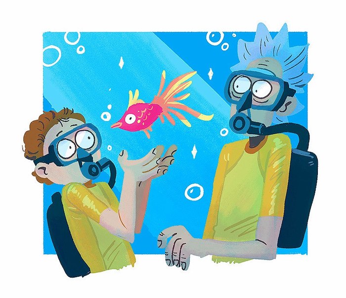 Underwater (Rick and Morty Fan Art) - Rick and Morty, In contact with, , Art, , , 
