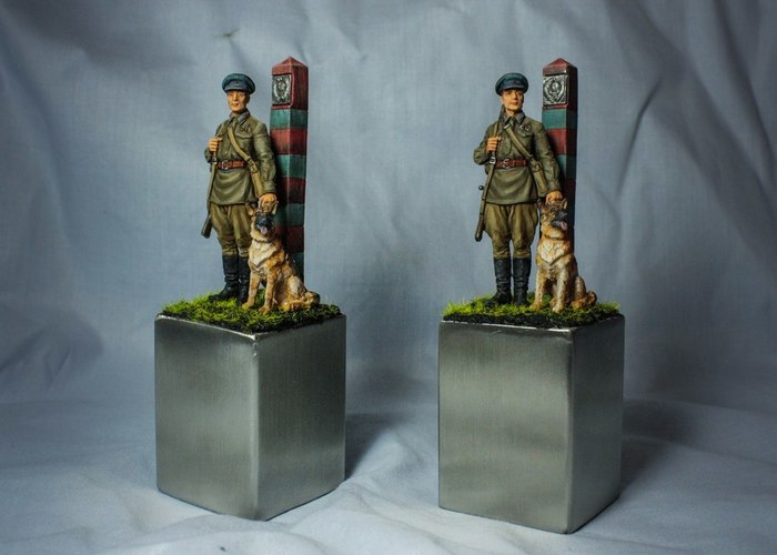 Junior sergeant of the Border Troops with a dog, 1941 USSR - My, Modeling, Painting, With your own hands, Border guards, Sheepdog, Ek Castings, 54mm, Longpost