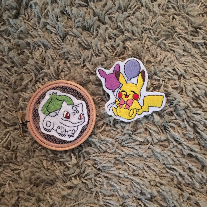 Pokemon - My, Pokemon, Bulbasaur, Pikachu, Embroidery, Pokemon GO, 