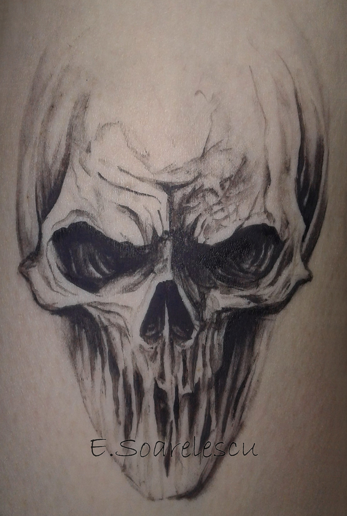 Pseudo-tattoo - My, My, Tattoo, Scull, Face painting