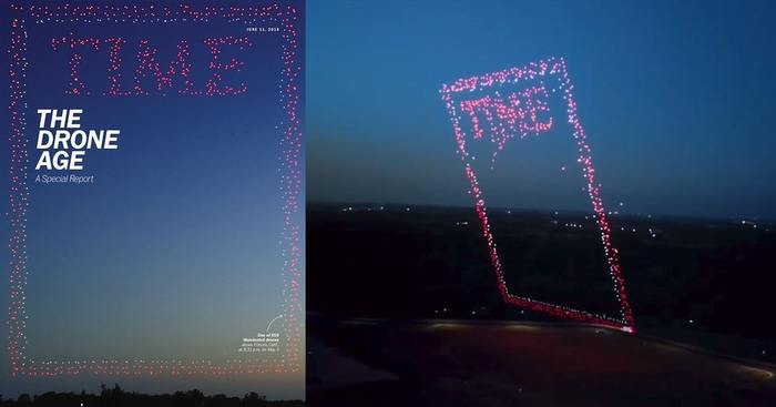 Time launched 958 drones to take a photo on the cover of a magazine - Drone, Drone, Magazine, Creative, Video