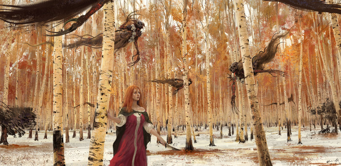Forest Spirits - Art, Forest, Fantasy, Dark fantasy, Birch, Perfume