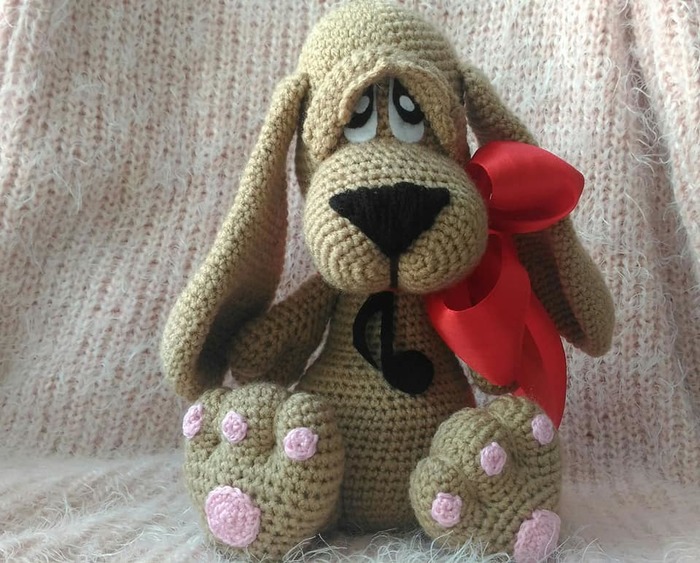 Sad dog. - My, Dog, , Knitted toys, Knitting, Crochet, Amigurumi, Needlework without process