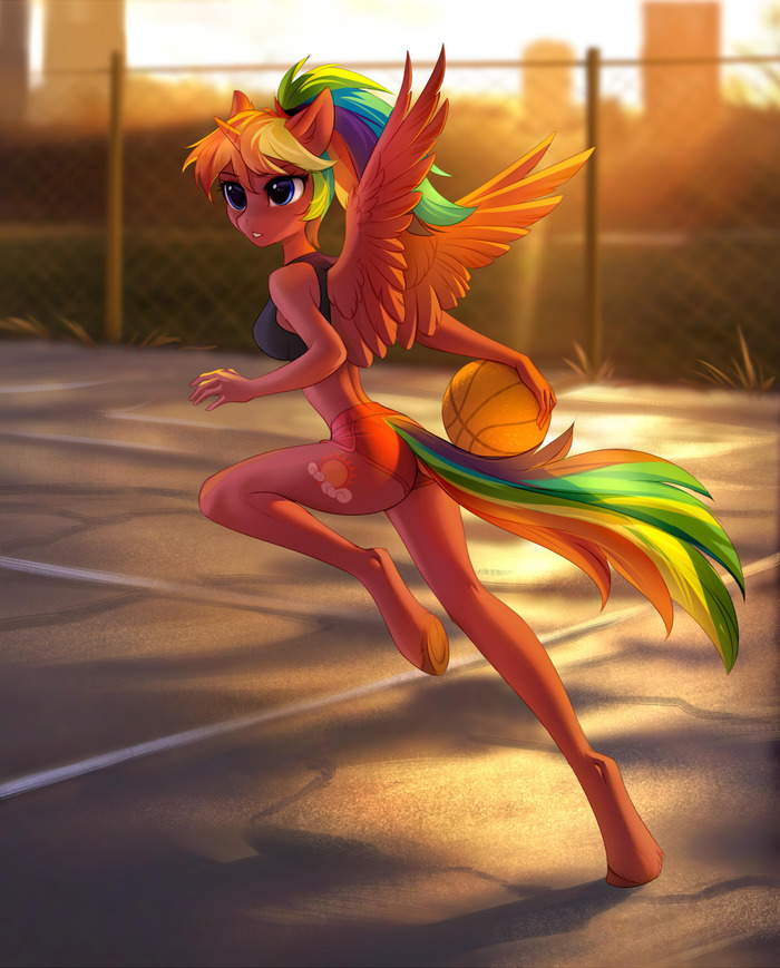 Shall we play basketball? - My little pony, Original character, Tomatocoup, PonyArt, Anthro, MLP Edge, Longpost