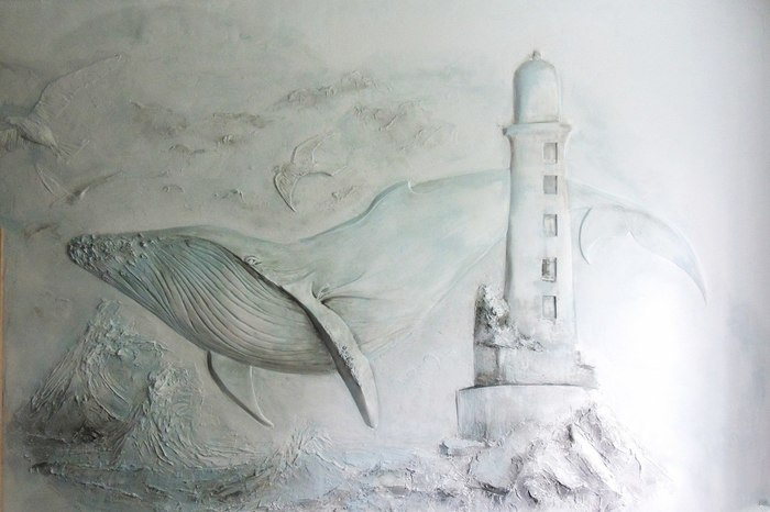 How I sculpted a whale on the wall - My, With your own hands, Needlework with process, Bas-relief, Sculpture, Creation, Whale, Sea, Longpost