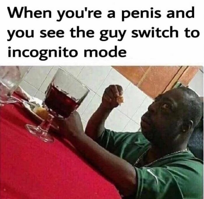 When you're a penis and you see a guy turn on incognito mode - 9GAG, Humor, Or not