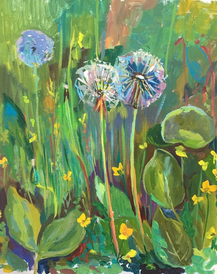 Dandelions - My, Dandelion, Summer, Dacha, Tempera, Luboff00, Painting, Flowers, Plants
