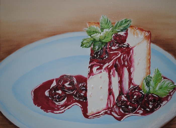 Cheesecake - My, Cheesecake, Butter, Canvas, Painting, Oil painting, Sweets, Food