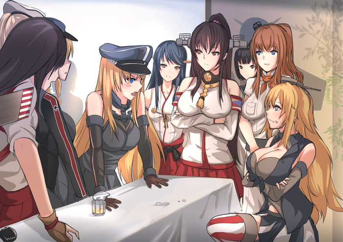 G7 Summit - Kantai Collection, Аниме, Anime Art, Саммит G7, G7, Дональд Трамп, Ангела Меркель, Синдзо Абэ