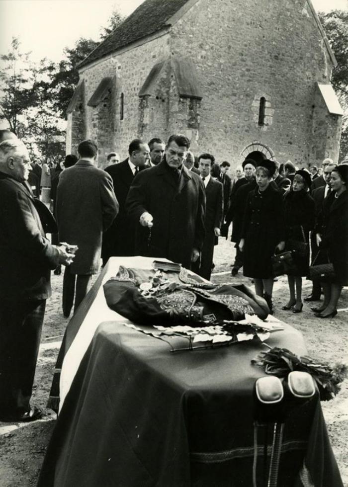 Jean Marais at the funeral of Jean Cocteau, October 1963, France - France, 1963, Jean Marais