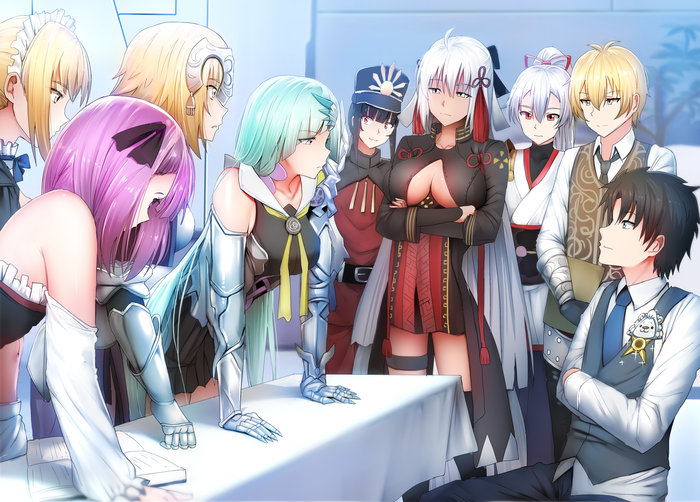 Chaldea G7 Anime Art, Fate Grand Order, Tomoe Gozen, Helena Blavatsky, Jeanne Darc, Brynhildr, Billy the Kid, Okita Souji Alter, Ginhaha