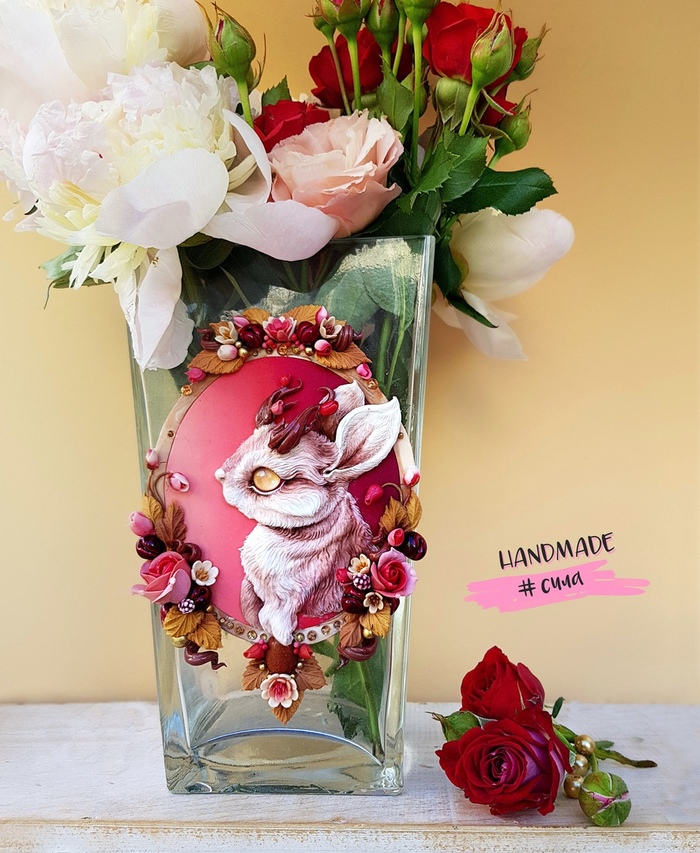 Flower vase made of polymer clay! - Needlework without process, Needlework, My, Polymer clay