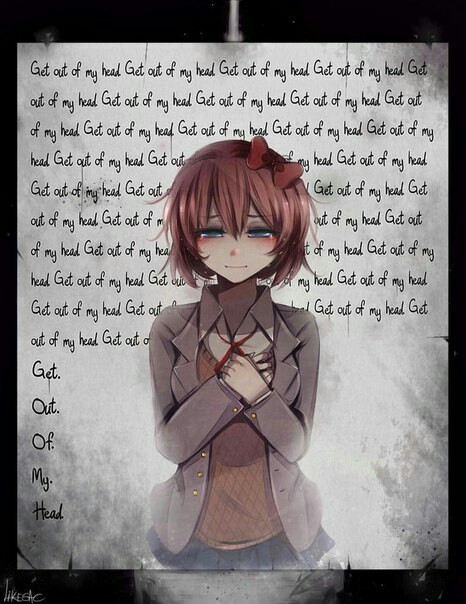 Get out of my head - Doki Doki Literature Club, Визуальная новелла, Anime Art, Sayori