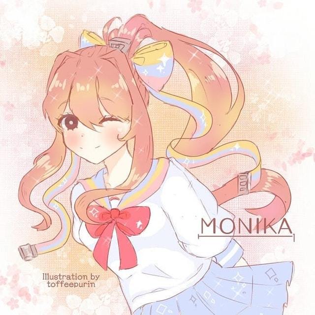 Small crossover - Doki Doki Literature Club, Crossover, Monika, Giffany, Gravity falls, Visual novel, Anime art