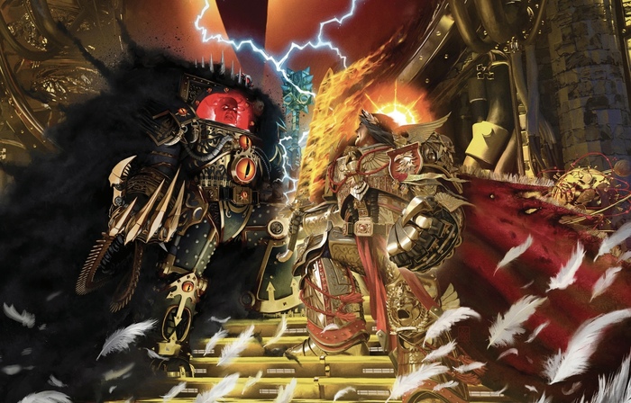 Emperor and Horus - Warhammer 30k, Horus, , Neil Roberts, Horus heresy, Wh Art, Emperor of Humanity