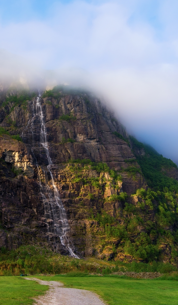 sky waterfall - My, Norway, , , Waterfall, The mountains, Clouds, League of photographers