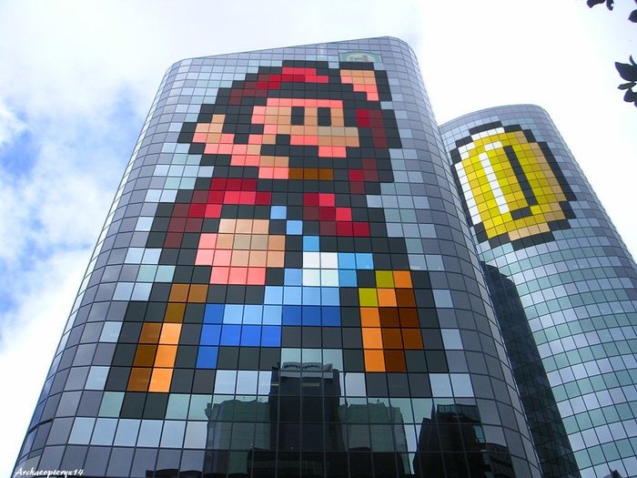 Art on a skyscraper - Art, Nintendo, Zelda, Metroid, Mario, Longpost