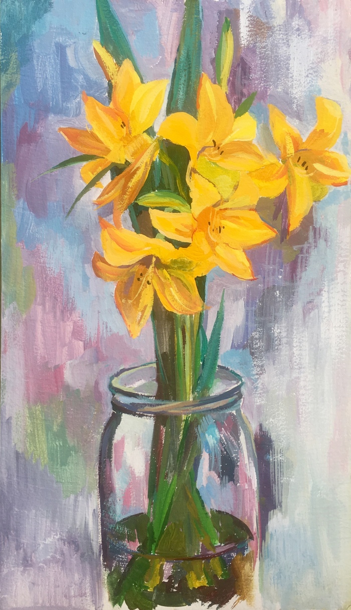 Day-lily - My, , Daylily, Luboff00, Tempera, Painting, Still life, Flowers