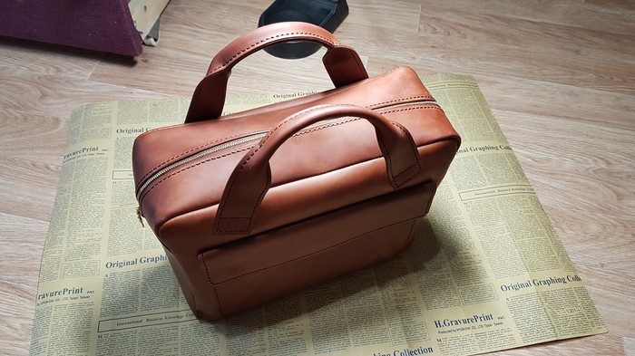 First bag!! - My, With your own hands, Leather, Handmade, Сумка, Longpost, Leather products