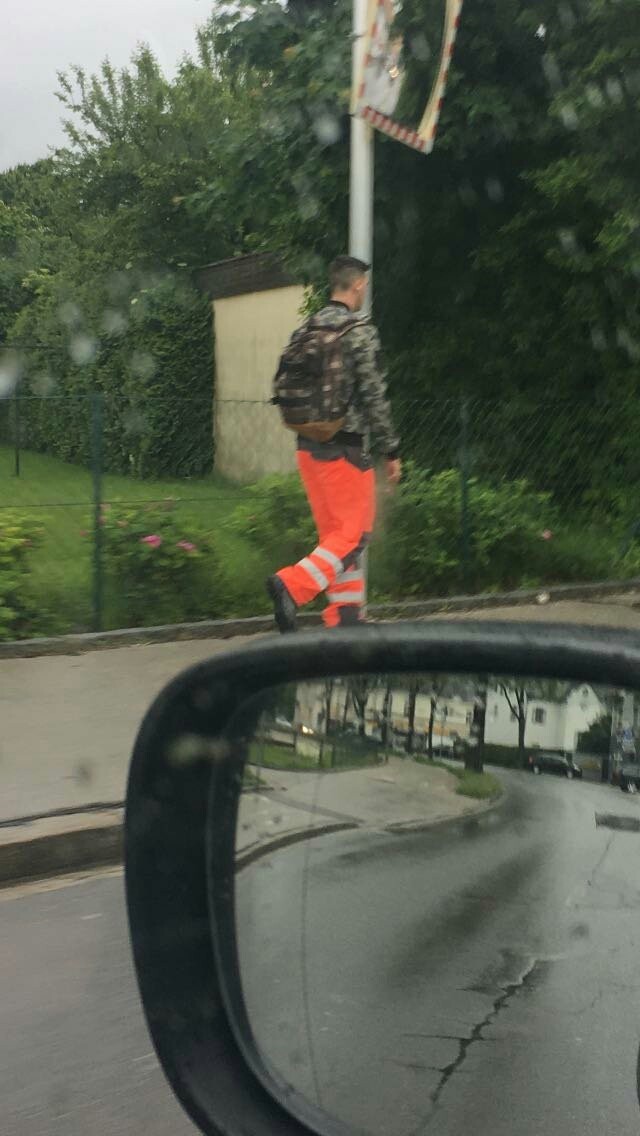 This guy is wearing camouflage and high visibility clothing at the same time. - Reddit, Safety, Camouflage