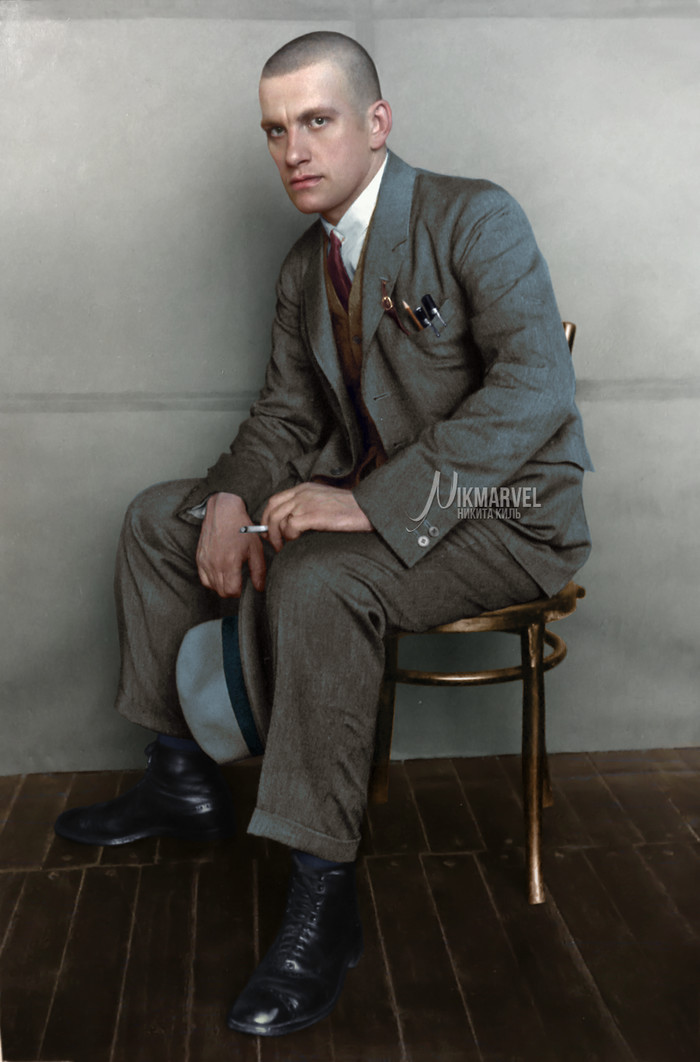 My colorization. Vladimir Mayakovsky - My, Vladimir Mayakovsky, Colorization, Retro, Russian writers, Поэт, Writers