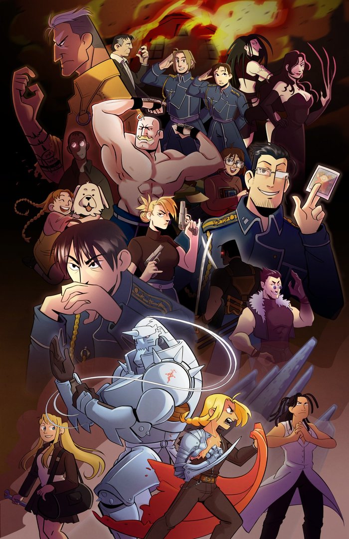 Fullmetal Alchemist Anime Art, , Fullmetal Alchemist, Edward Elric, Alphonse, Winry Rockbell, Roy Mustang, Aiboneida, 