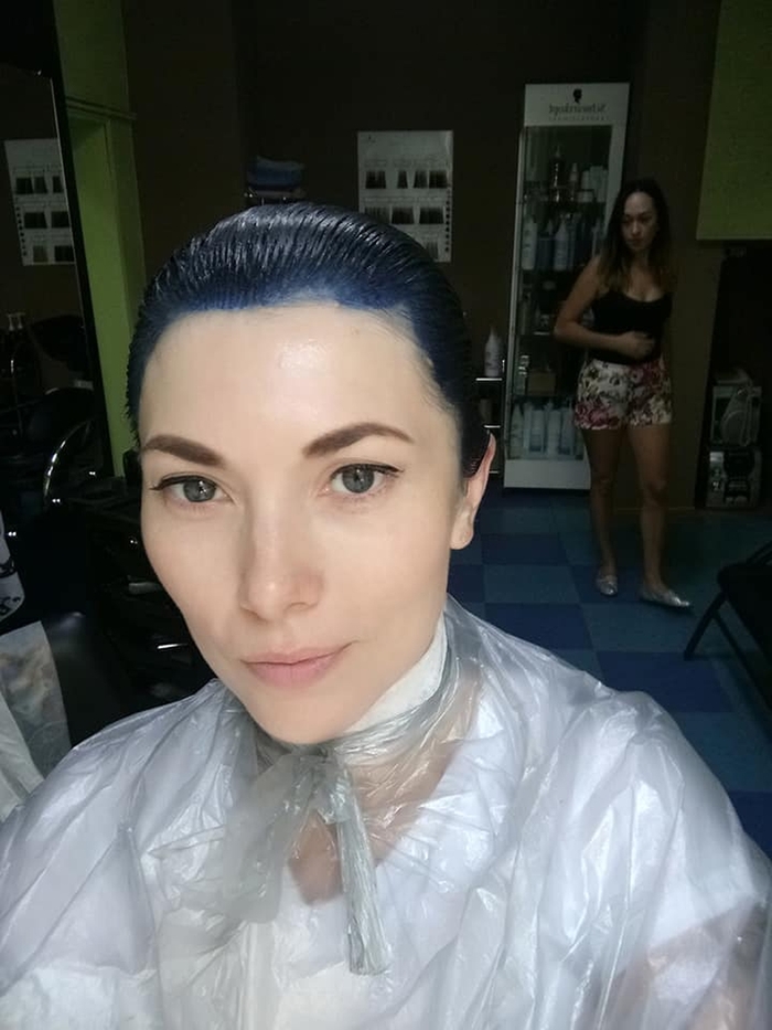 The girl dyed her hair blue in honor of the victory in the Russia-Spain match - Longpost, Soccer World Cup, Football, 2018 FIFA World Cup, Spain, Russia, My