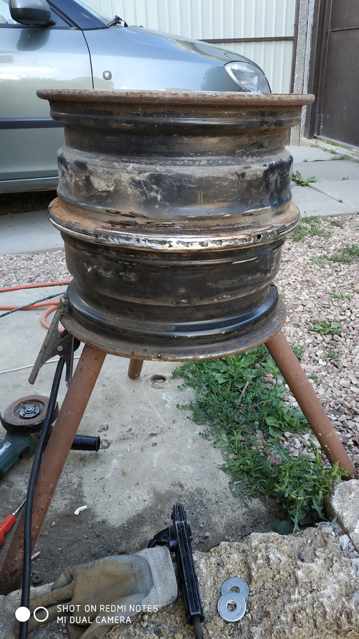 Stove for a cauldron from car rims - With your own hands, Stove, Brazier, Kazan, Do it yourself, Longpost